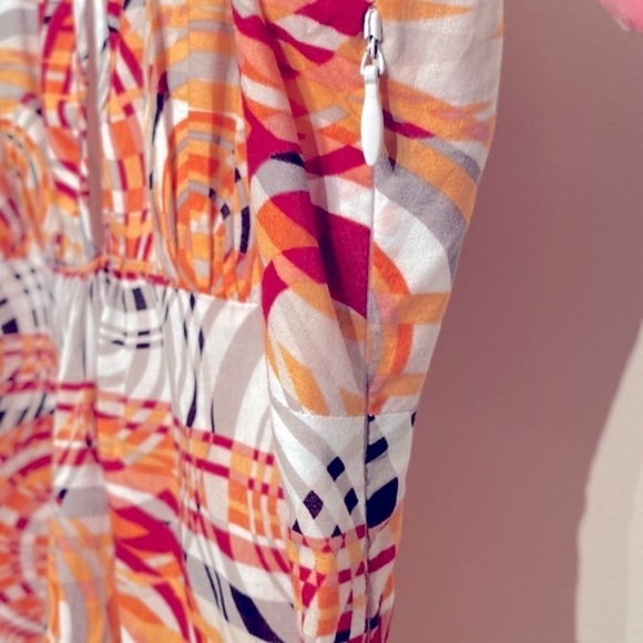 Twist brand Circles 100% cotton tangerine & white print sleeveless dress size 6 - Picture 6 of 9